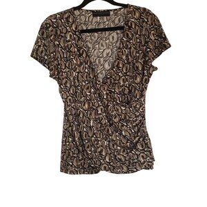 Geoffrey Beene Blouse‎ size xl faux wrap abstract print